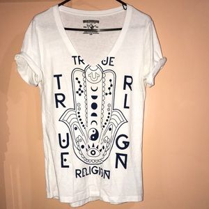 True religion over sized white shirt